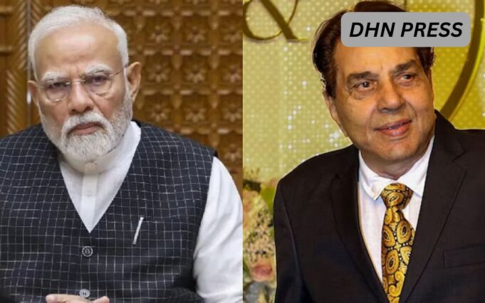 PM Modi Mourns Dharmendra’s Demise, Calls It the End of a Golden Era प्रधानमंत्री मोदी ने बॉलीवुड अभिनेता धर्मेंद्र के निधन पर जताया गहरा ‘शोक’