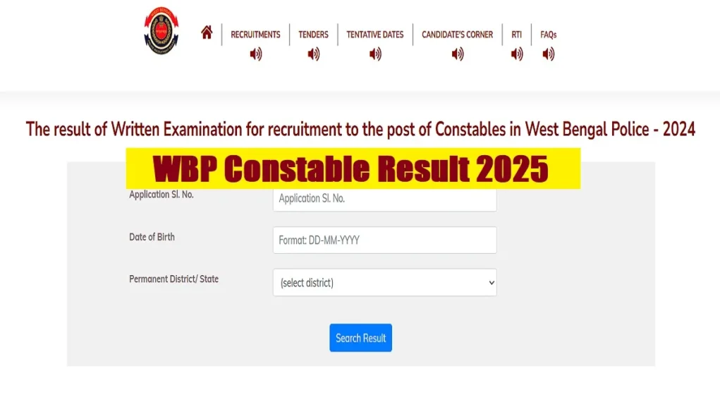 WBP Constable result 2025 released